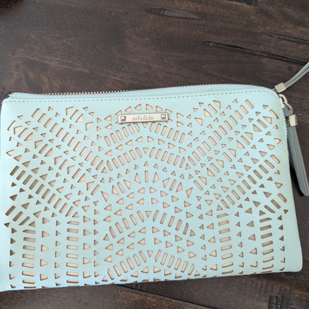 Stella & Dot Sky Blue Geometric Clutch